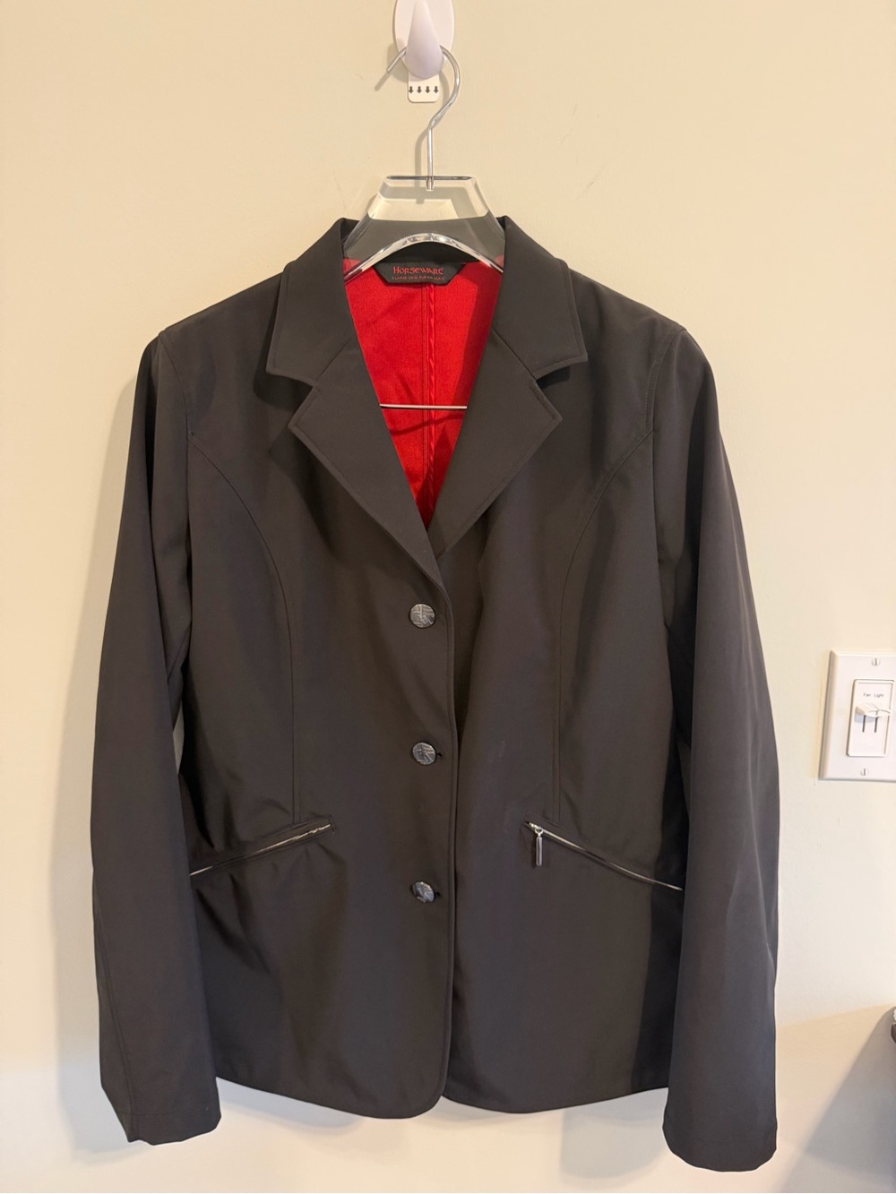 Horseware Ireland Ladies Show Coat Jacket Black w/ Red Lining Size US 12 UK 16